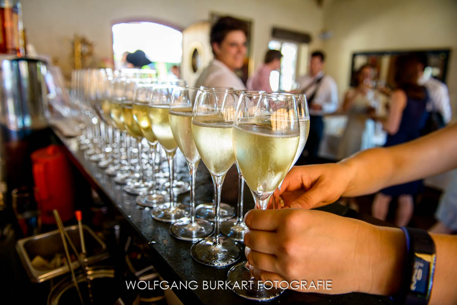 Hochzeitsfoto-Reportage Tegernsee, Prosecco Champagner Sekt