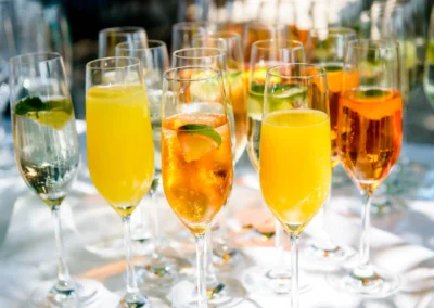 Bunte Cocktails bei Hochzeitsfeier im Seehaus Schreyegg am Ammersee, Stegen. Frische Drinks beim Feierabend.